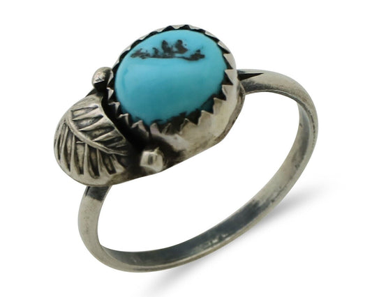 Navajo Ring 925 Silver Sleeping Beauty Turquoise Native American Artist C.80's