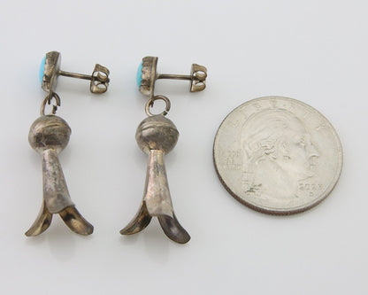 Navajo Dangle Squash Earrings 925 Silver Natural Turquoise Native Artist C.80's