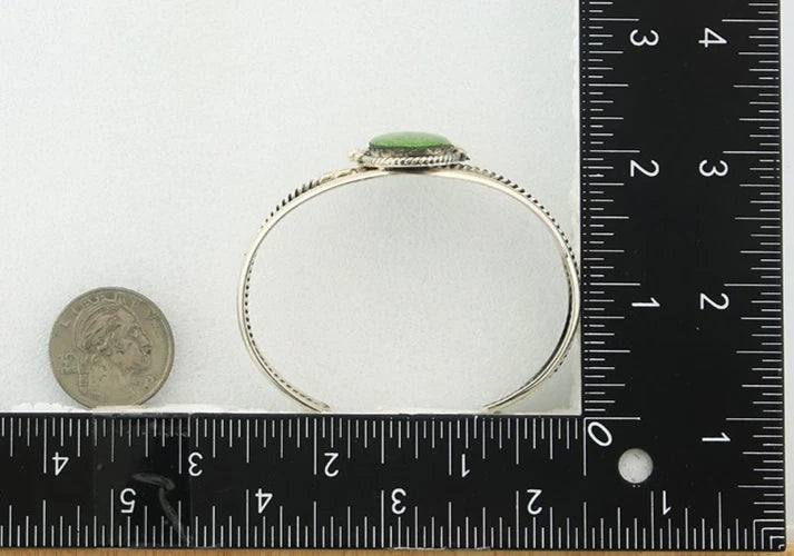 Navajo Cuff Bracelet Sterling Silver Green Turquoise Vintage