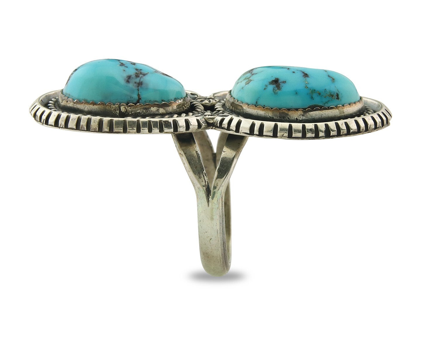 Vintage Navajo Ring 925 Sterling Silver Turquoise Signed Tom Willeto Size 7.5