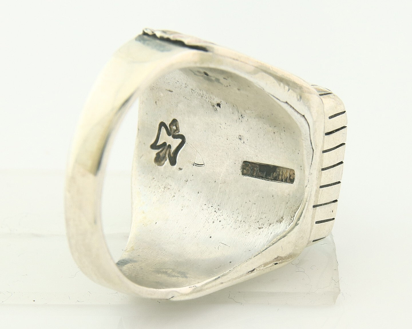 Vintage Navajo Ring 925 Sterling Natural Gemstone Signed Montoya Size 13.25