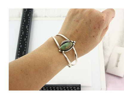 Vintage Navajo Bracelet 925 Silver Manassa Turquoise Handmade Signed Sunrise