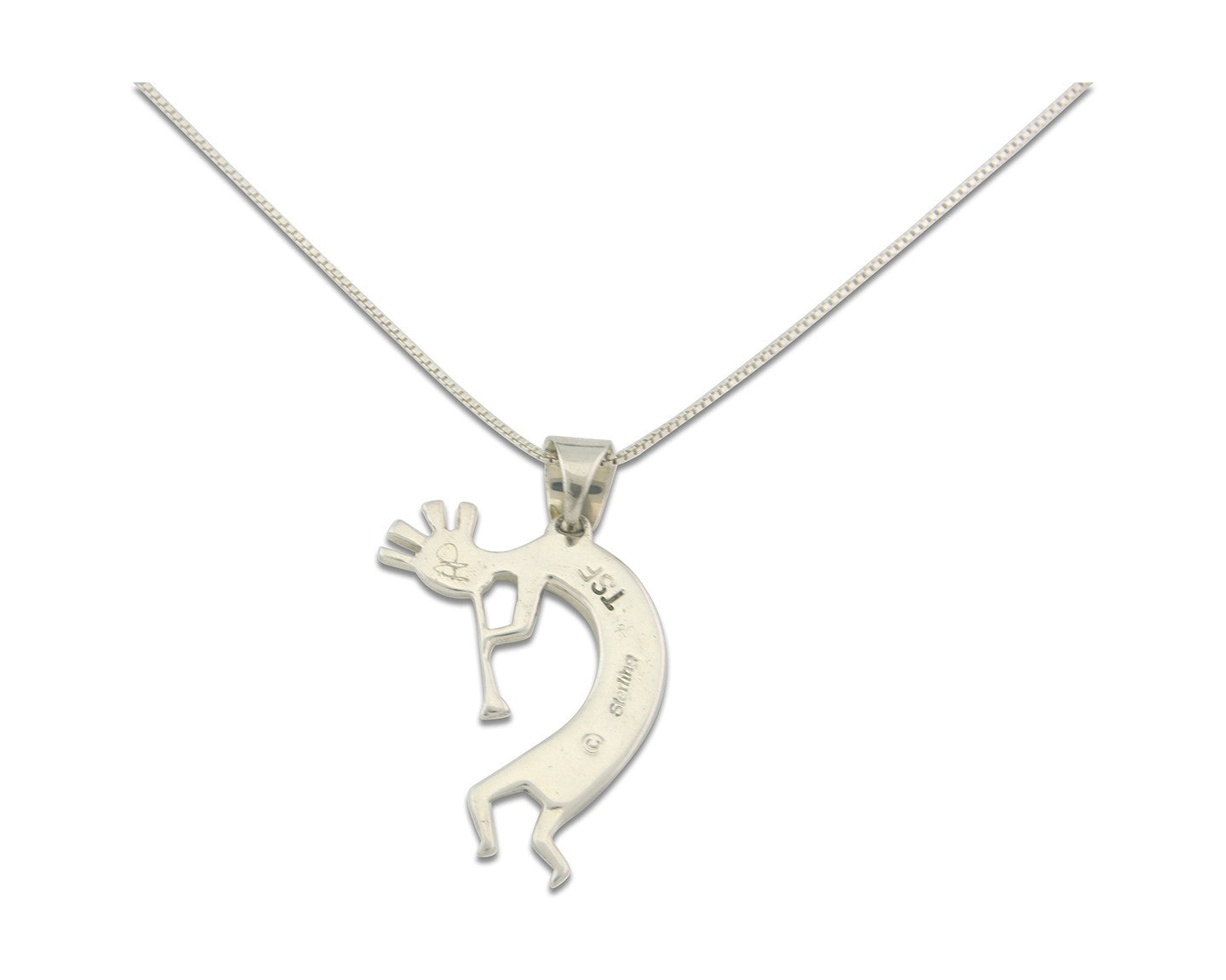 Navajo Kokopelli Necklace Sterling Silver Natural Gemstone Vintage Signed