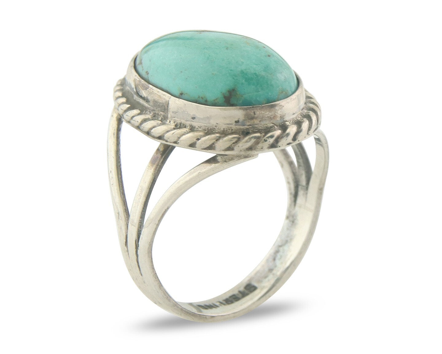 Vintage Navajo Ring 925 Sterling Authentic Santa Rita Turquoise Size 6.5
