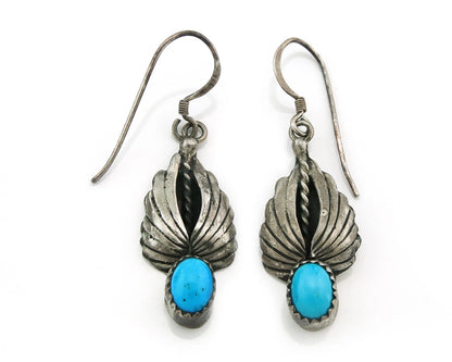 Navajo Dangle Earrings Sterling Silver Natural Turquoise Vintage Signed A