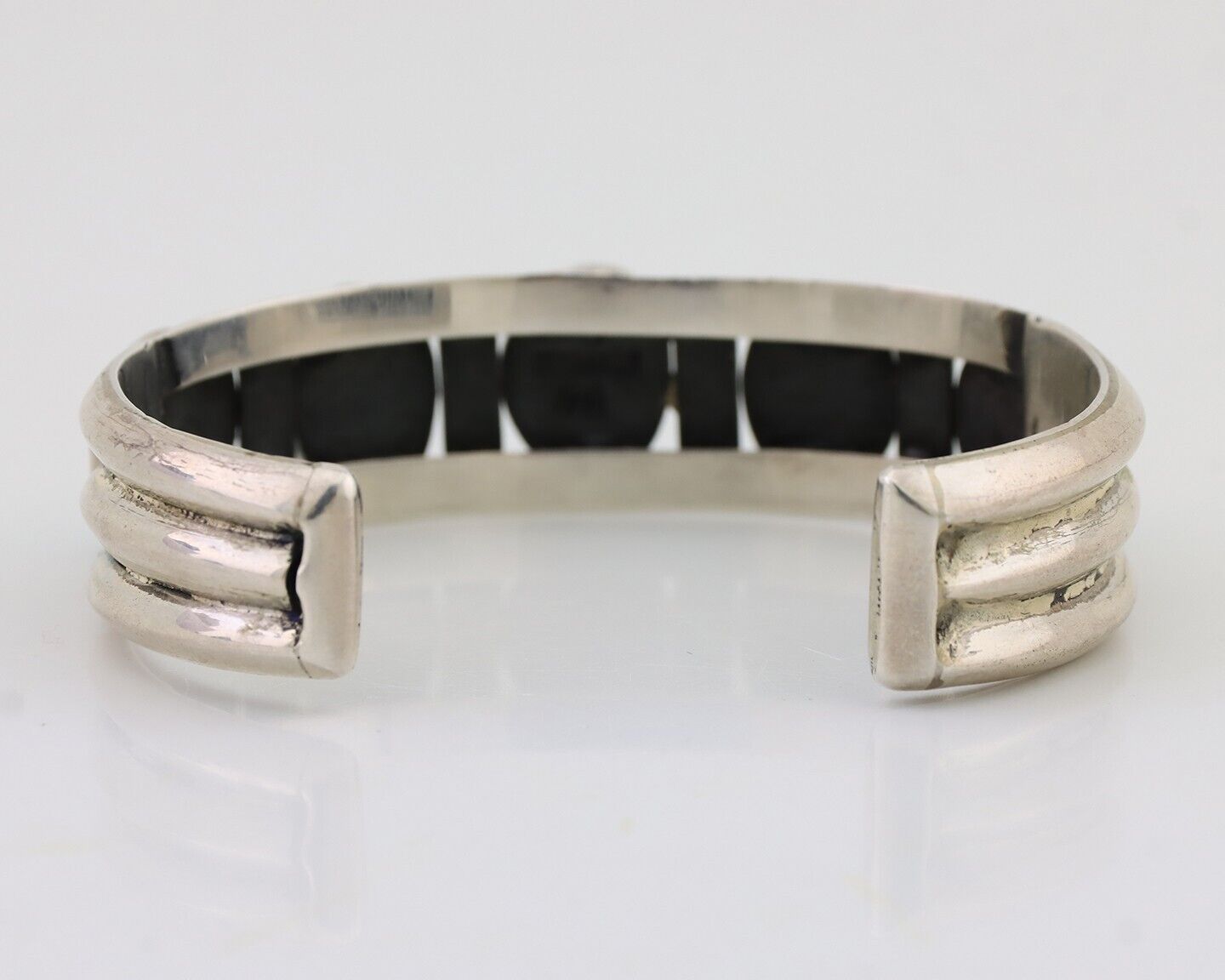 Navajo Cuff Bracelet 925 Silver Natural Blue Turquoise Signed M Montoya C.80's
