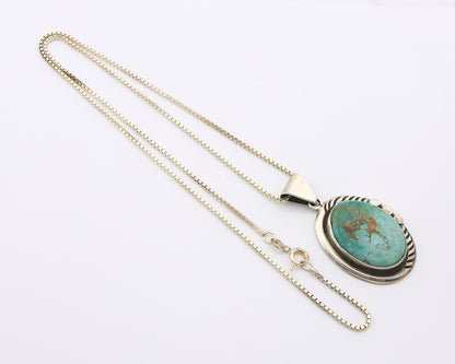 Navajo Necklace Sterling Silver Authentic Turquoise Vintage Signed Sunrise