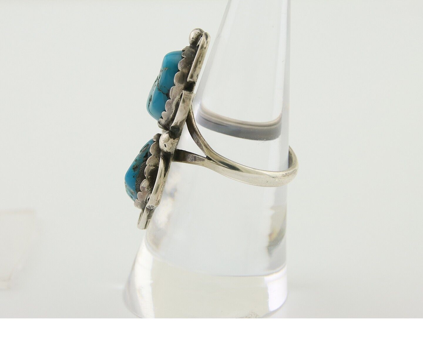 Navajo Ring 925 Silver Blue Turquoise Artist Signed Zazzie C.80's