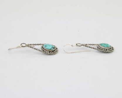 Navajo Dangle Earrings 925 Silver Natural Blue Turquoise Native Artist C.80's