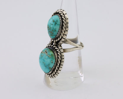 Navajo Ring 925 Silver Natural Spiderweb Turquoise Signed Tom Willeto C.80's