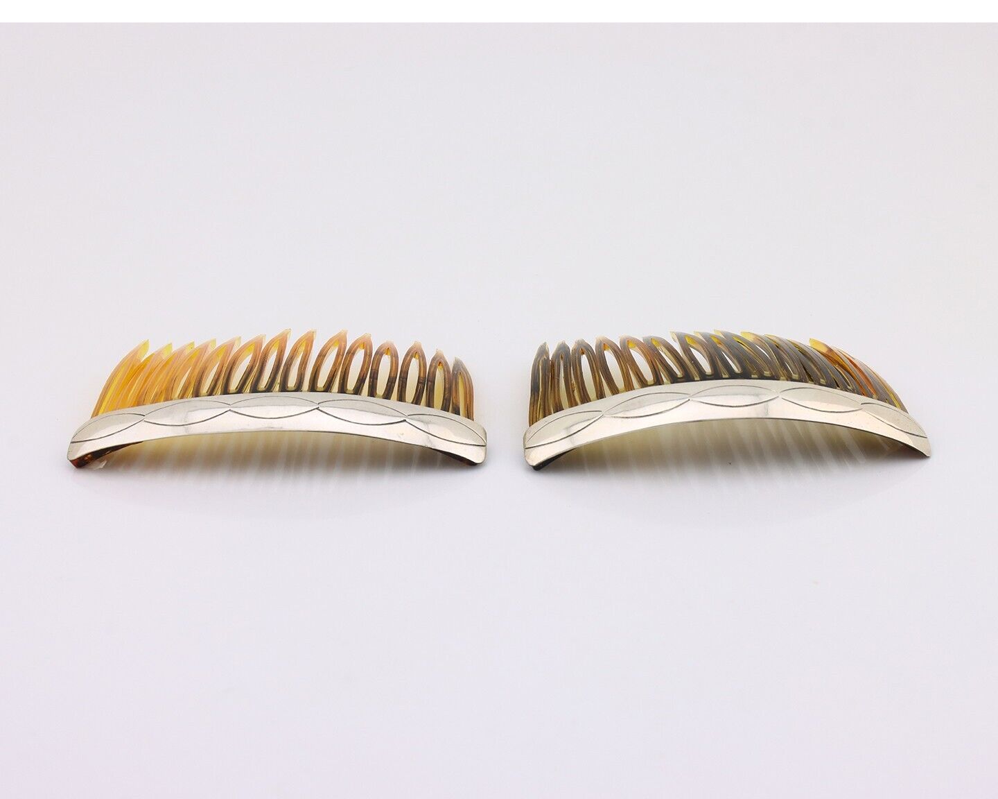 Navajo Hair Comb 925 Silver Hand Stamped Native American Artist 2 Piece Set C80s