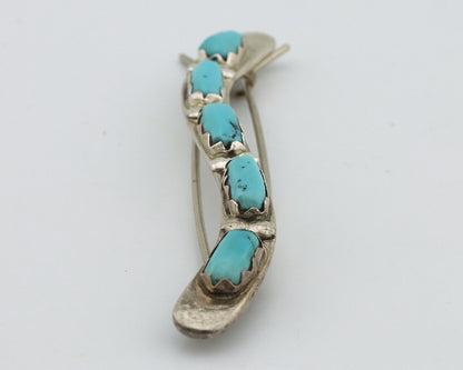 Women's Zuni Hair Clip Barrette 925 Silver Blue Turquoise Signed B&N NASTACIO