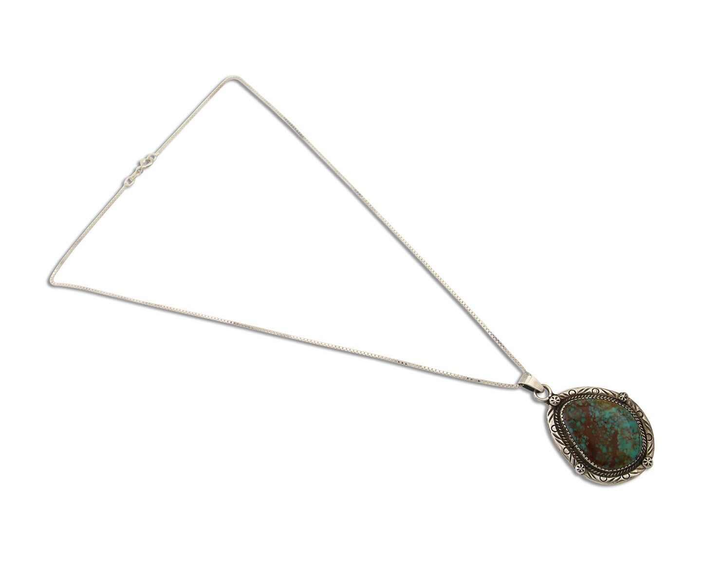 Navajo Necklace 925 Silver Natural Turquoise Artist Signed IJC C.80's