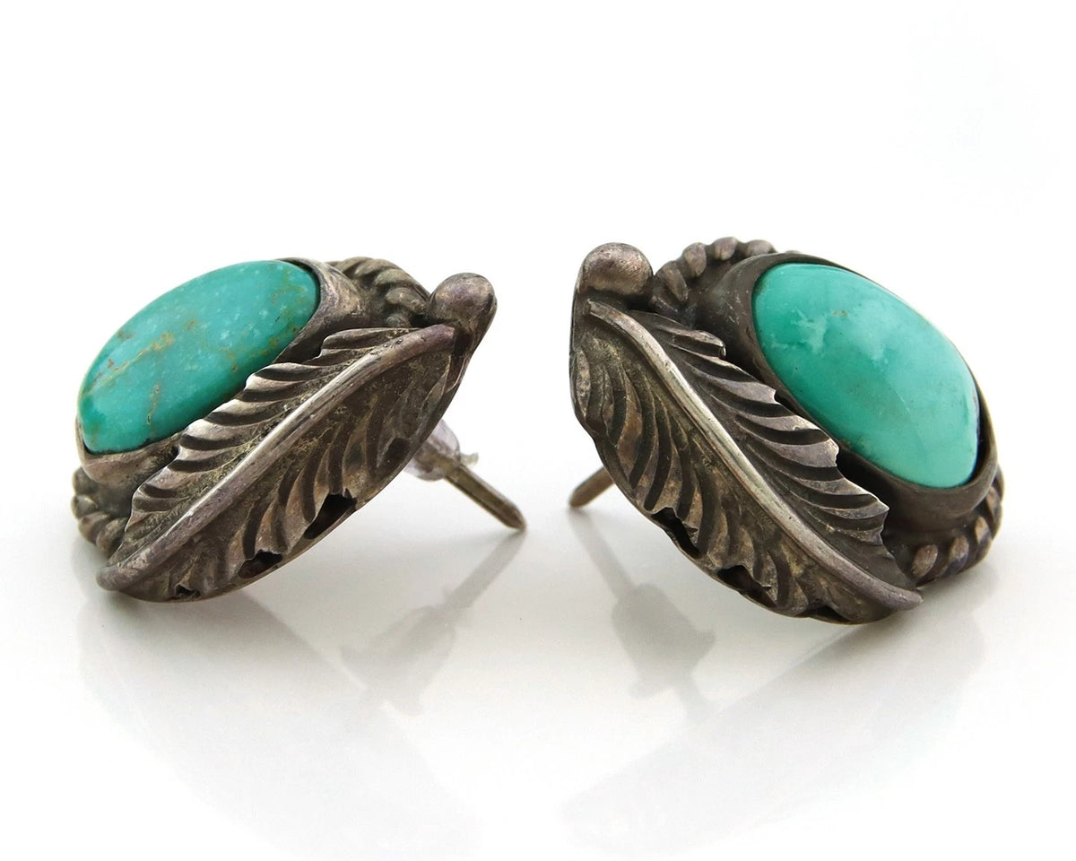 Navajo Dangle Earrings Sterling Silver Natural Turquoise Native American Artist