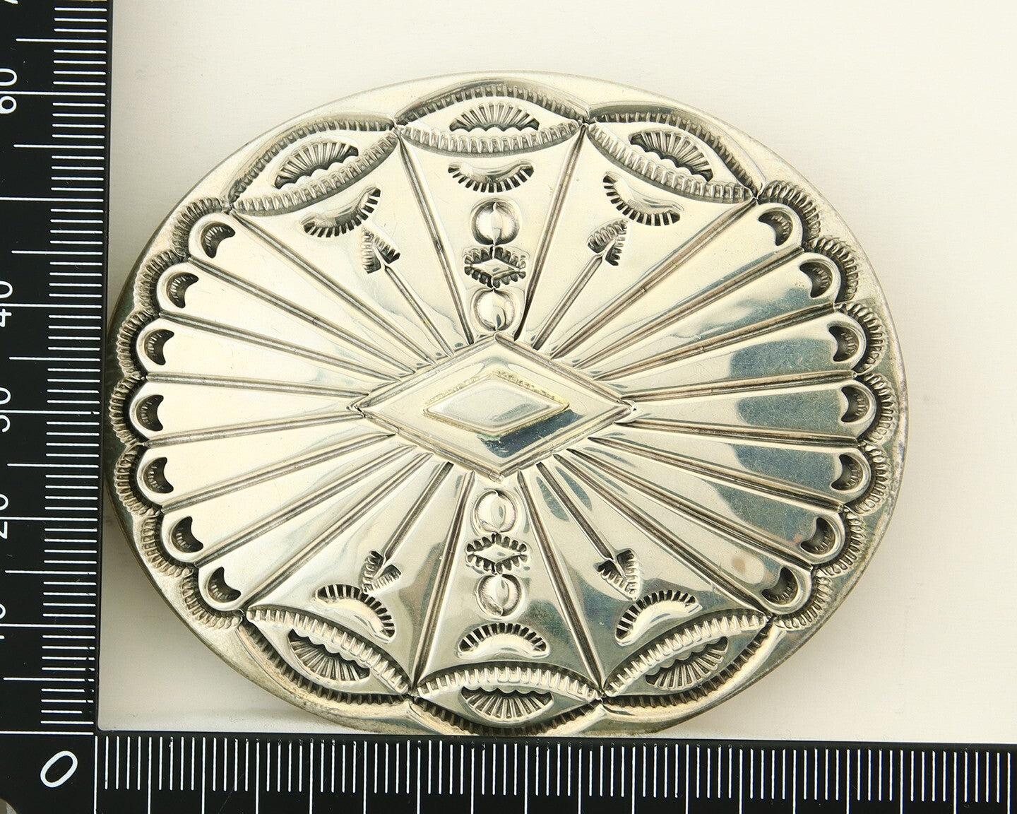 Navajo Belt Buckle 925 Sterling Silver Artist Signed Tim Guerro 2.5x3 in C.80's