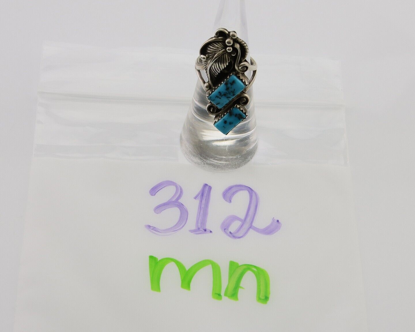 Navajo Ring 925 Silver Natural Blue Turquoise Native American Artist C.80's