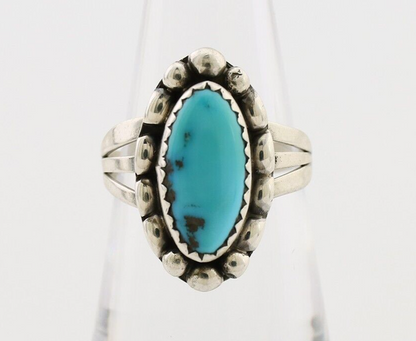 Navajo Ring 925 Silver Sleeping Beauty Turquoise Artist Signed SC C.80's