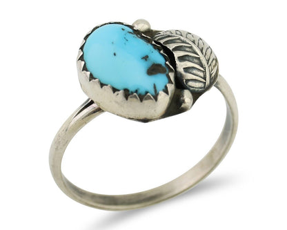 Navajo Ring 925 Silver Sleeping Beauty Turquoise Native American Artist C.80's