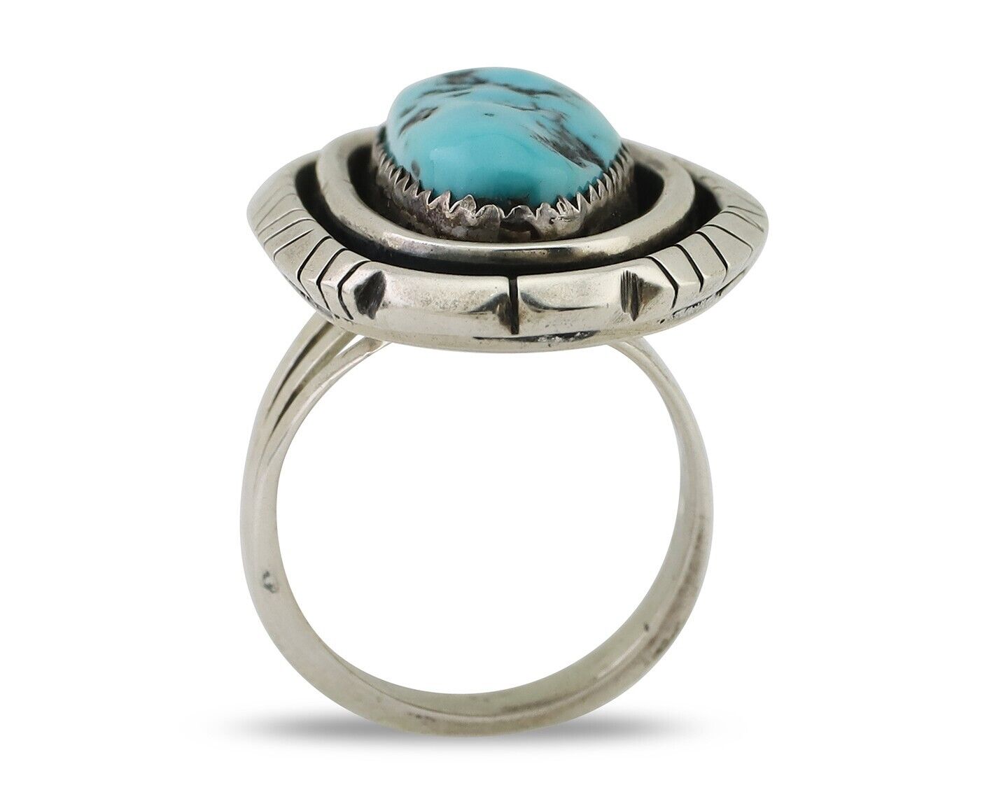 Navajo Ring 925 Silver Turquoise Native American Artist C.80's