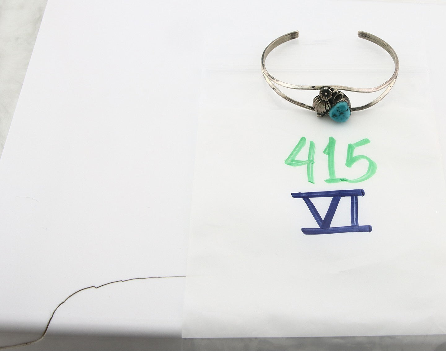 Vintage Navajo Bracelet 925 Silver Natural Turquoise Handmade Native Artist