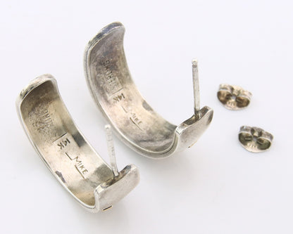 Navajo Earrings Sterling Silver & Gold Vintage Handmade Signed Mike Begay