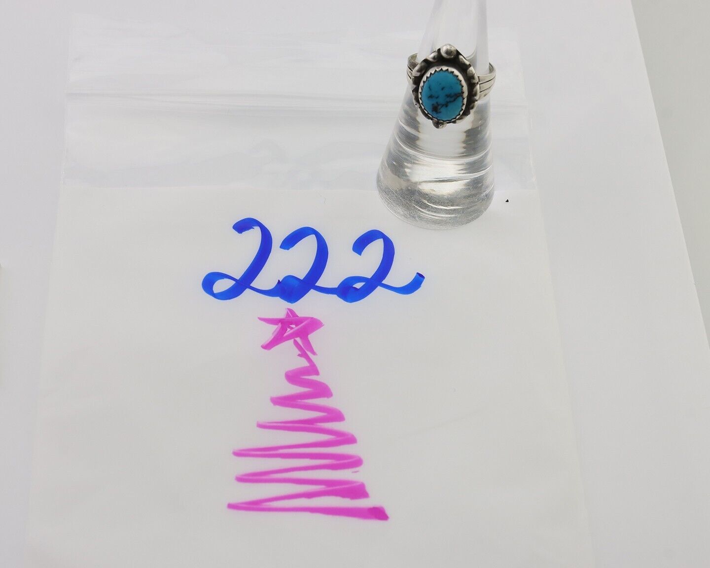 Navajo Ring 925 Silver Sleeping Beauty Turquoise Artist Signed SC C.80's