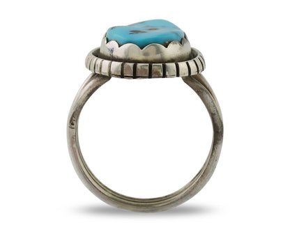 Navajo Ring 925 Silver Natural Blue Turquoise Signed Tony Guerro C.80's