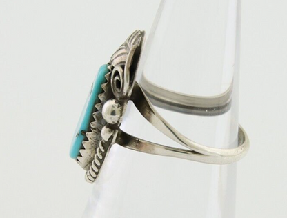 Navajo Ring .925 Silver Natural Slab Turquoise Signed Justin Morris C.80's