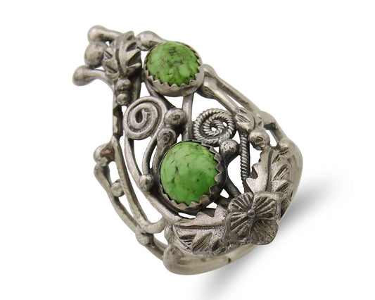 Navajo Ring 925 Silver Natural Denim Lapis Artist Signed Prairie Fire C.80's