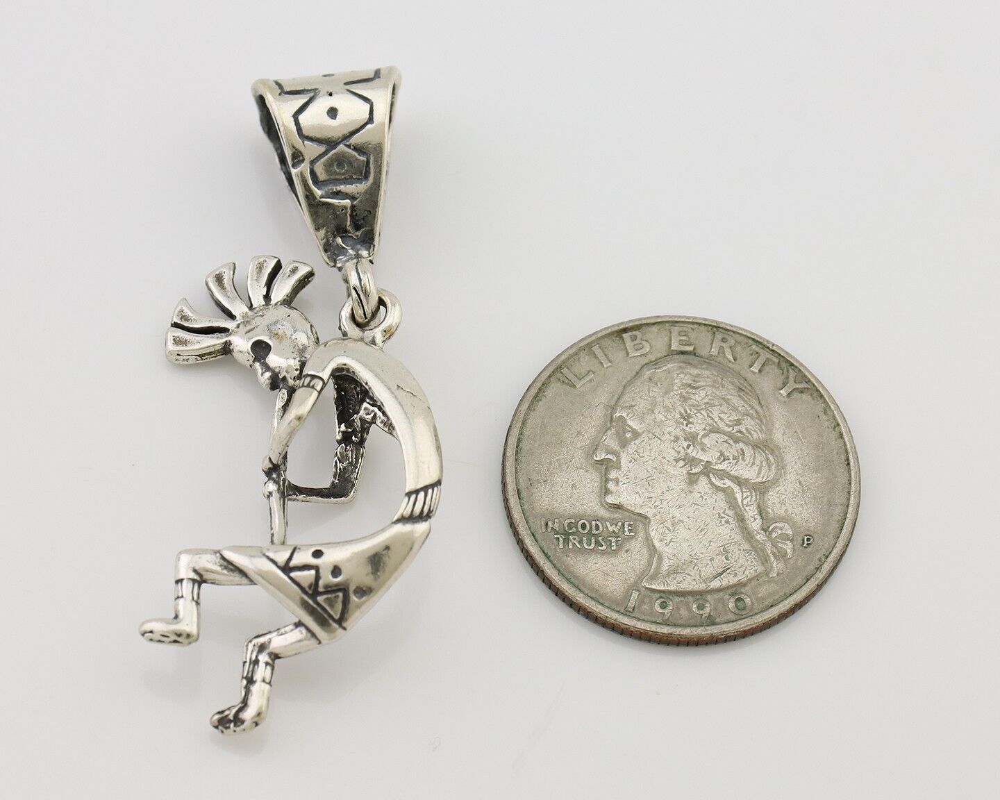 Navajo Kokopelli Pendant 925 Sterling Silver Native Artist Masha C.80's