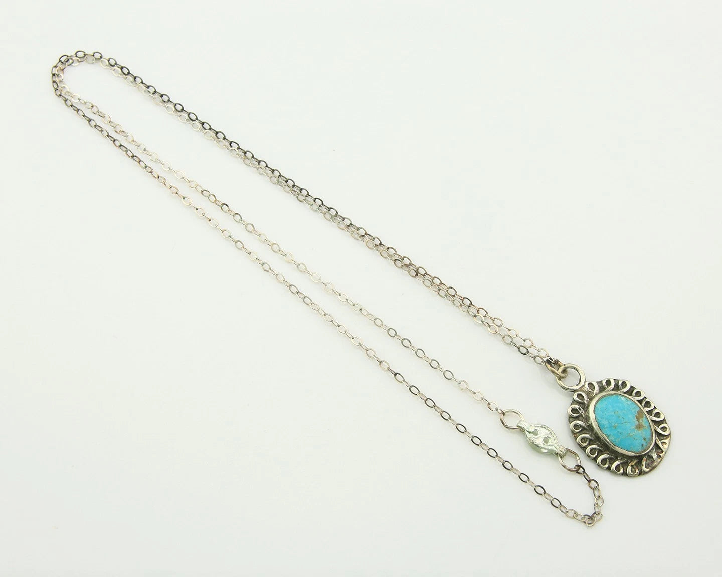 Navajo Necklace Sterling Silver Natural Blue Turquoise Handmade Vintage