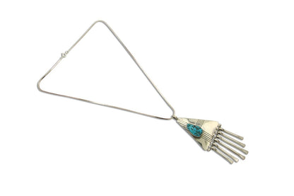 Navajo Necklace 925 Silver Natural Turquoise Artist Signed MT C.80's