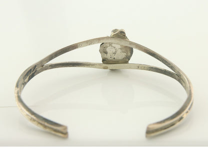 Navajo Bracelet 925 Silver Coral & Turquoise Cuff Signed Keith James C.80's