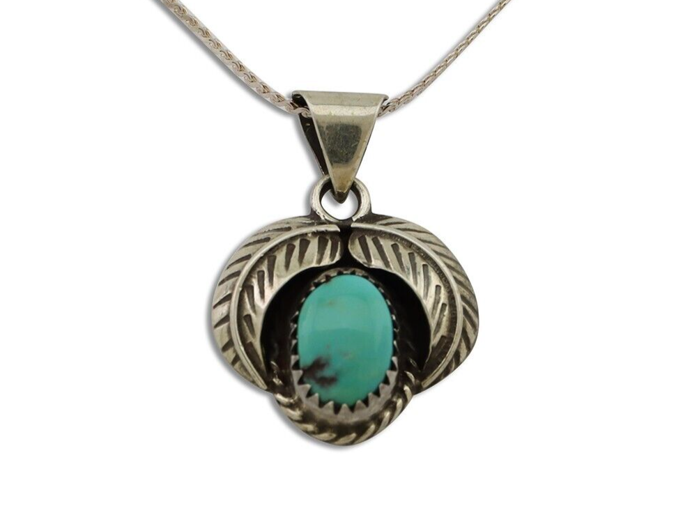 Navajo Turquoise Handmade Necklace 925 Silver Signed Pinwheel C.80's