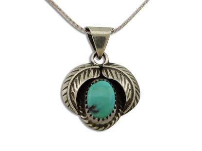 Navajo Turquoise Handmade Necklace 925 Silver Signed Pinwheel C.80's
