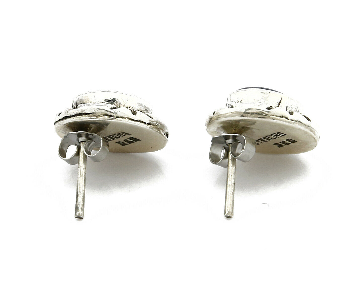 Navajo Hand Stamped Natural Mined MOP .925 SOLID Silver Stud Earrings
