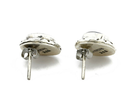 Navajo Hand Stamped Natural Mined MOP .925 SOLID Silver Stud Earrings
