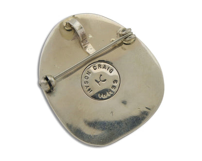 Navajo Pin Pendant 925 Silver Sea Foam Turquoise Artist Signed Hyson Craig C.80s