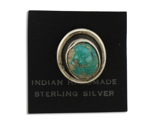 Navajo Tie Tack 925 Silver Natural Mined Turquoise Native American Artist C.80's