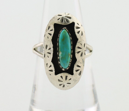 Navajo Ring 925 Silver Natural Blue Turquoise Native American Artist C.80's