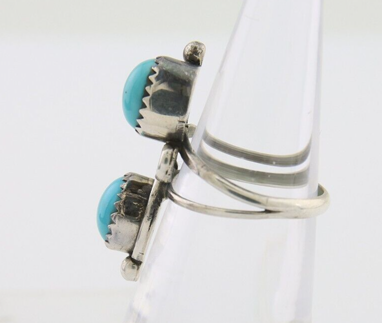 Navajo Ring 925 Silver Kingman Turquoise Native American Artist C.80's
