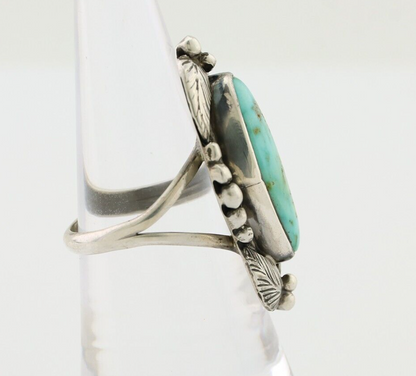 Navajo Ring 925 Silver Natural Blue Turquoise Artist Signed GR HEART C.80's