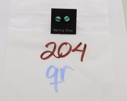 Navajo Earrings 925 Silver Inlaid Natural Turquoise Native American Artist C.80s