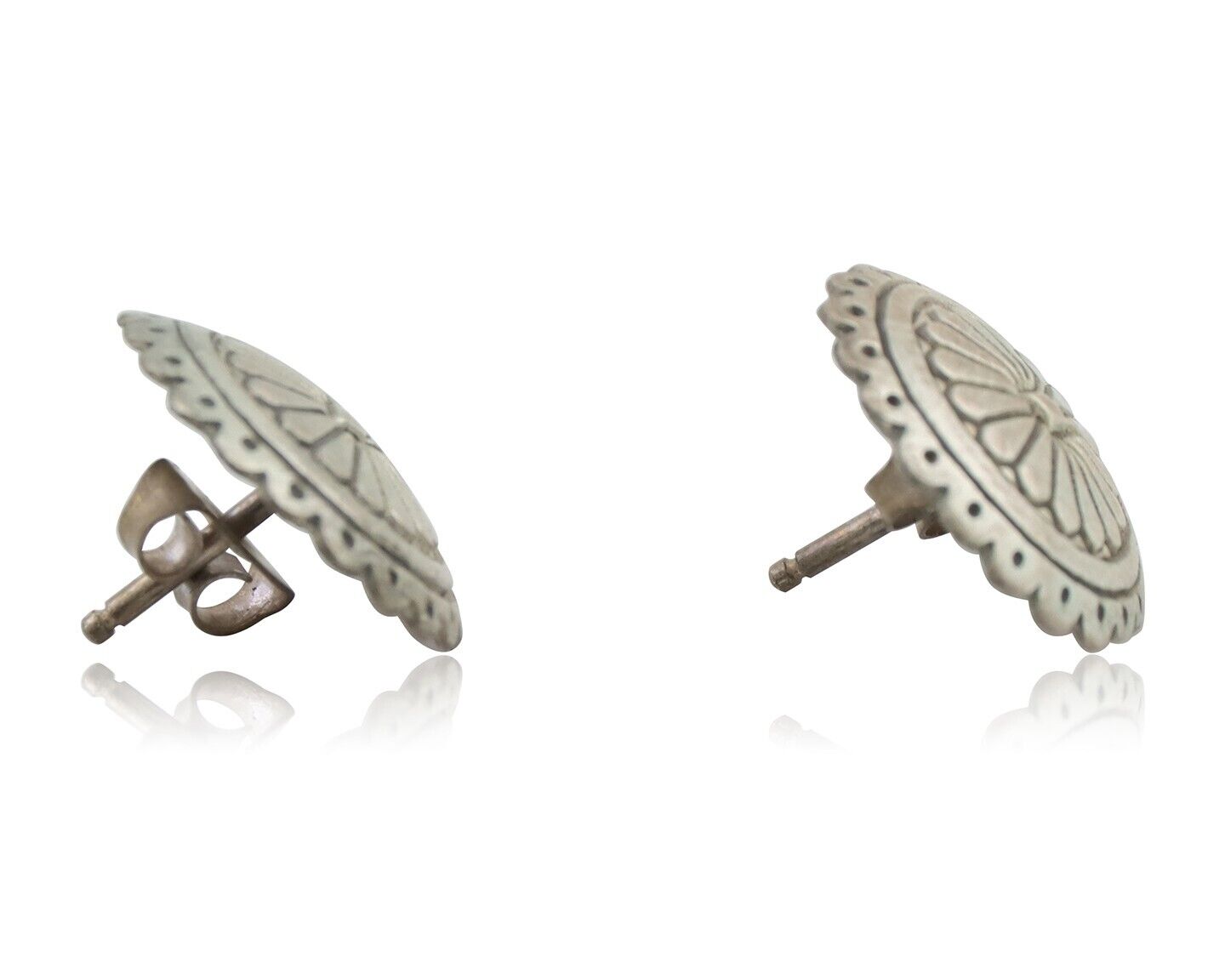 Navajo Small Shield Earrings 925 Silver Native American Artist C.80's