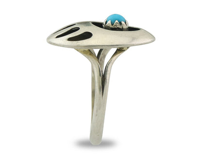 Navajo Paw Ring Sterling Silver Authentic Turquoise Handmade Size 4.0