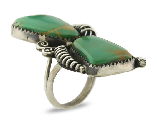Vintage Navajo Ring 925 Sterling Silver Authentic Manassas Turquoise Size 6.5