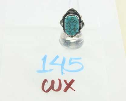Navajo Ring 925 Sterling Natural Blue Turquoise Native Artist C.80's Size 7.25