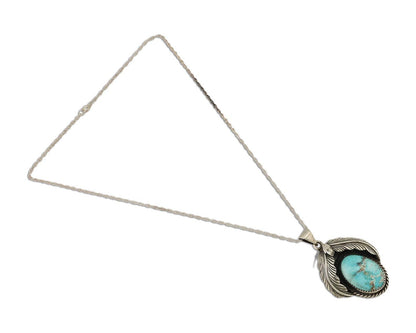 Navajo Necklace 925 Silver Natural Blue Turquoise Aritst Signed Windmill C.80's