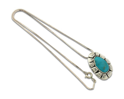 Navajo Sterling Silver Necklace Authentic Turquoise Vintage Handmade