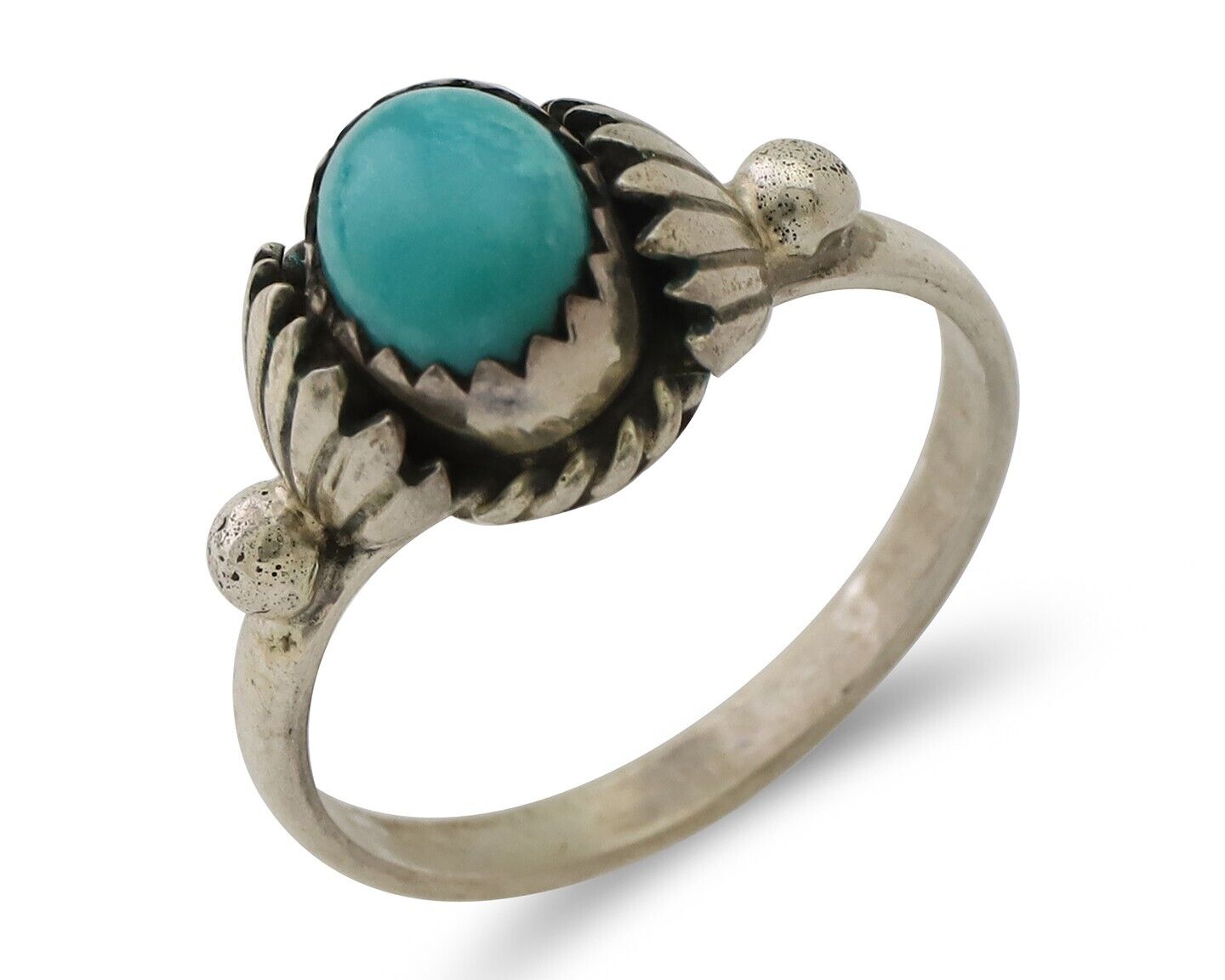 Navajo Ring 925 Silver Kingman Turquoise Native American Artist Made In 1985